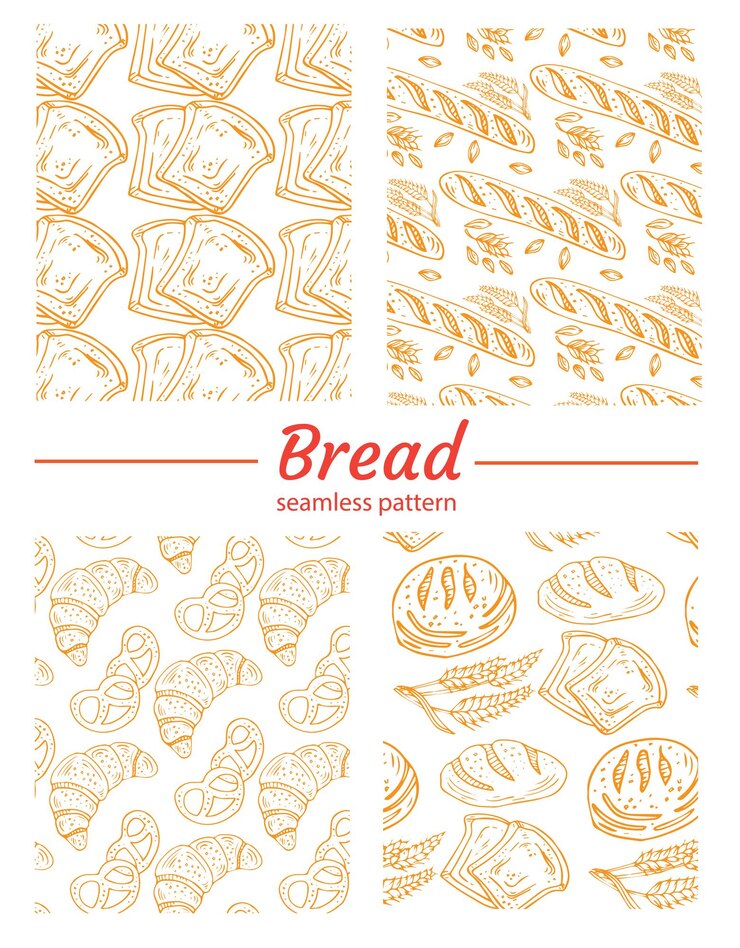 Vector vector set of design templates and elements for packaging bakery products in a trendy linear style