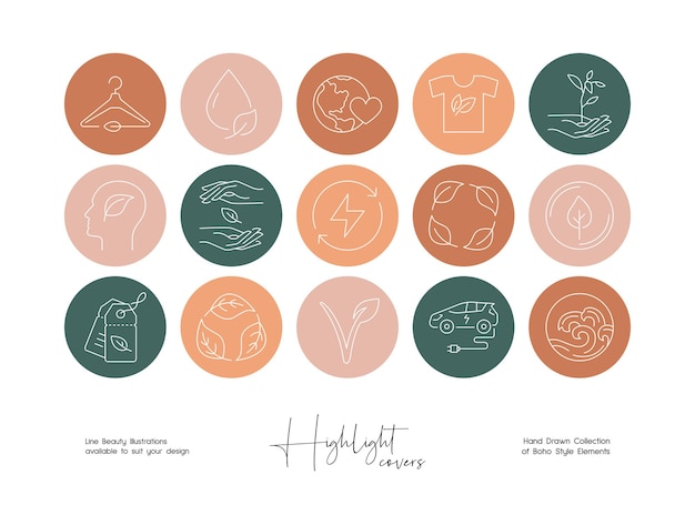 Vector set design modelli icone ed emblemi storia di social media highlight