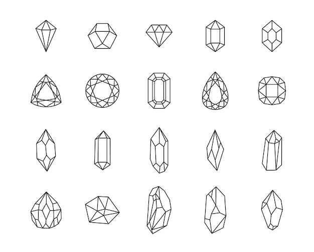 Vector vector set of diamonds and crystals