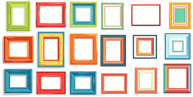 Vector vector set of different colorful photo frames in flat style