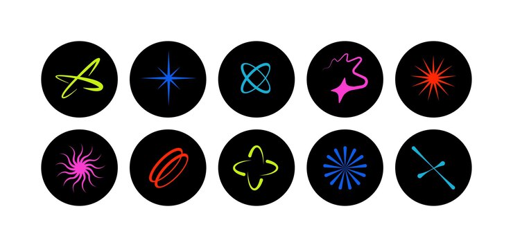 Vector vector set of different geometric shapes and elements brutalist design icons and signs basic forms