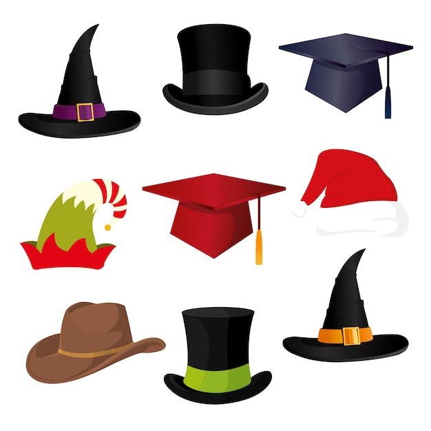 Vector vector set of different hats