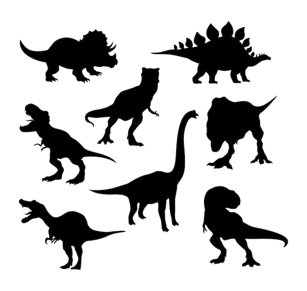 Insieme vettoriale di silhouette di dinosauri