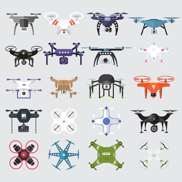 Vector set drones technologie