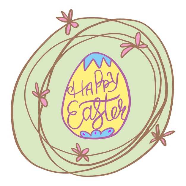 Vector set easter wreath and egg