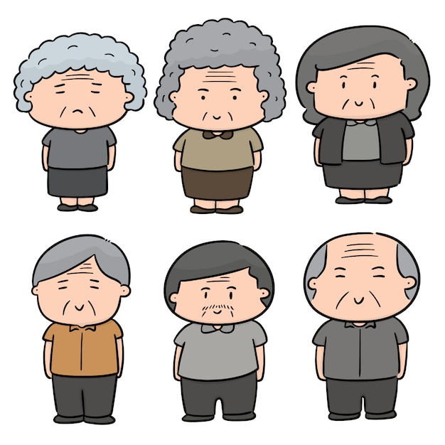 Vector vector set of elder people