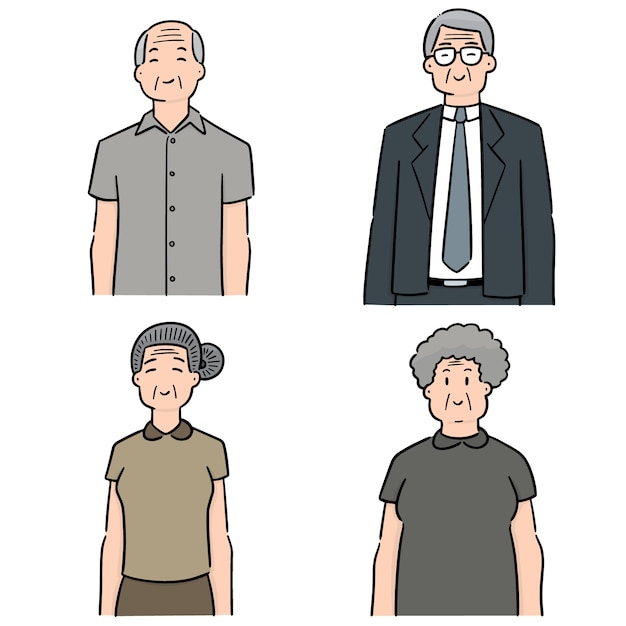 vector set of elder people