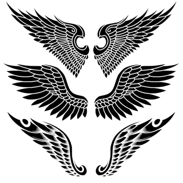 vector set engelenvleugels tribal tattoo