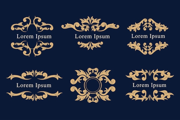 Vector set of engraving ornament frame template design elements