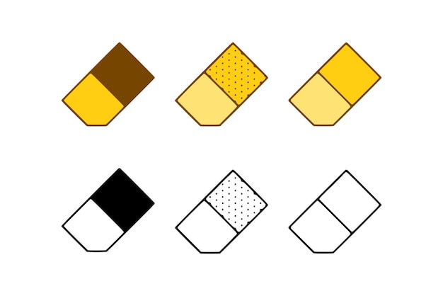 Vector set of erasers in doodle style on white background