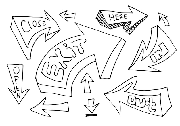 Векторный набор знаков выхода, открытия, входа и выхода на белом фоне, векторная иллюстрация