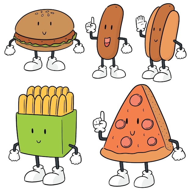 vector set of fast food cartoon