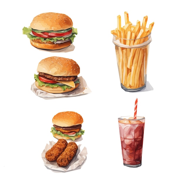 Vector vector set fastfood ontwerp illustratie