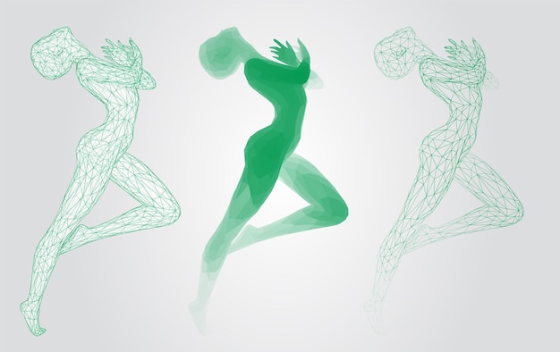 Vector vector set of female figures in dance poses on the background