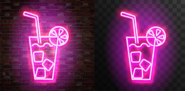 Vector set of figure shaped neon lamps against a dark wall background