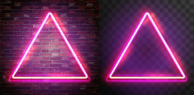 Vector set of figure shaped neon lamps against a dark wall background