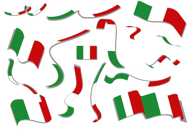 Vector vector set flag and ribbon italy