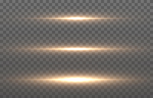 Vector set of flashes of light on an isolated transparent background. Light, line of light png.