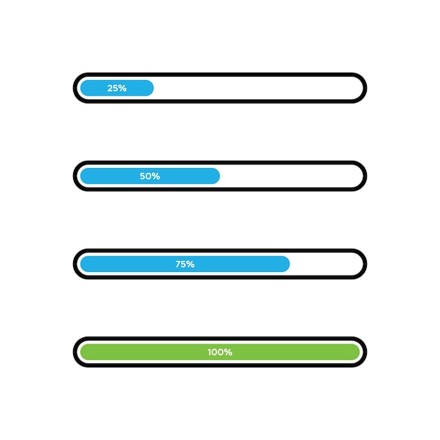 Vector Set of Flat Progress Bars