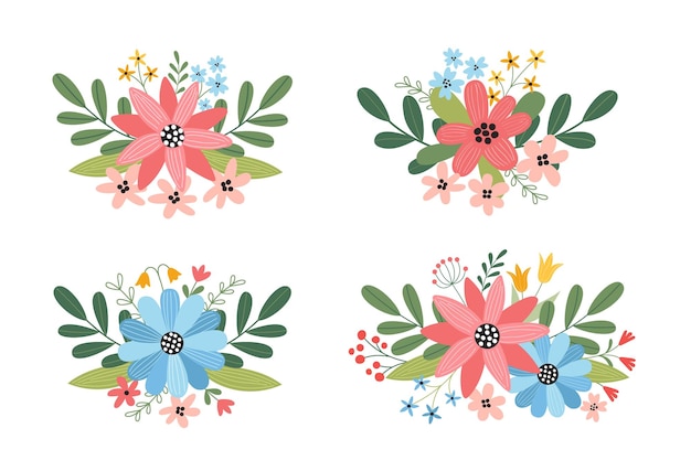 꽃 꽃집의 터 세트 꽃과 함께 결혼 콘셉트 꽃 봄 포스터 초대 카드