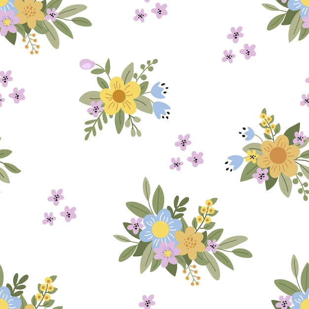 Vector set of floral compositions in gentle colors