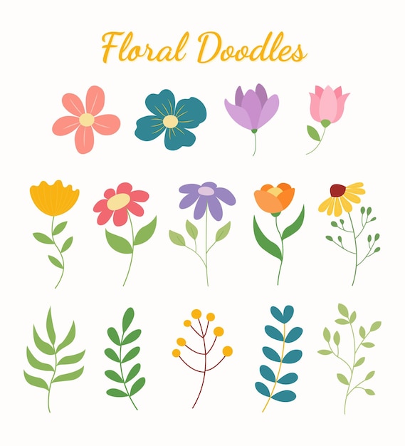 Vector set of floral design elements