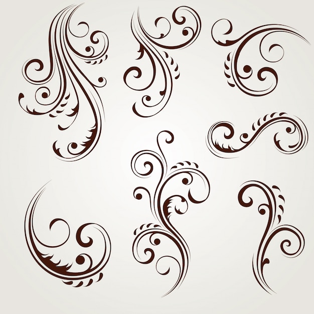 Vector set floral designelementen.