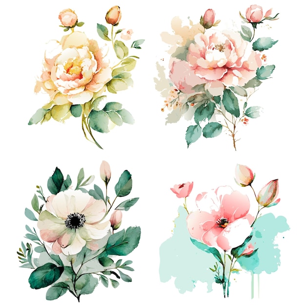 vector set of flower arrangements