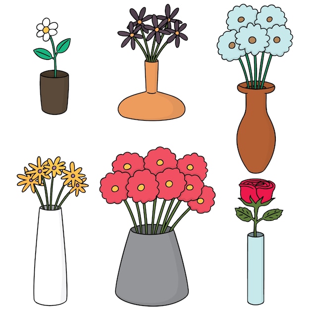 Vector vector set of flower vase