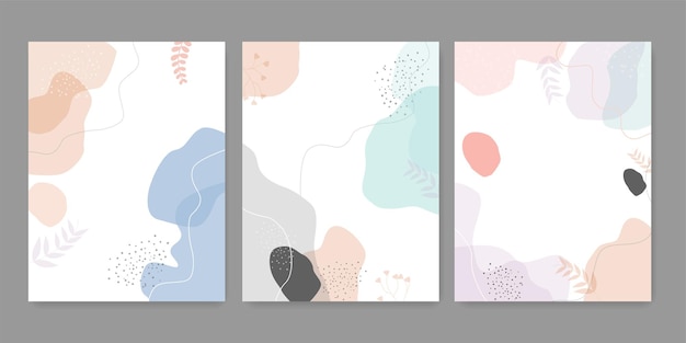 Vector set of fluid shapes pastel colors cover design Hand drawn fluid shapes background