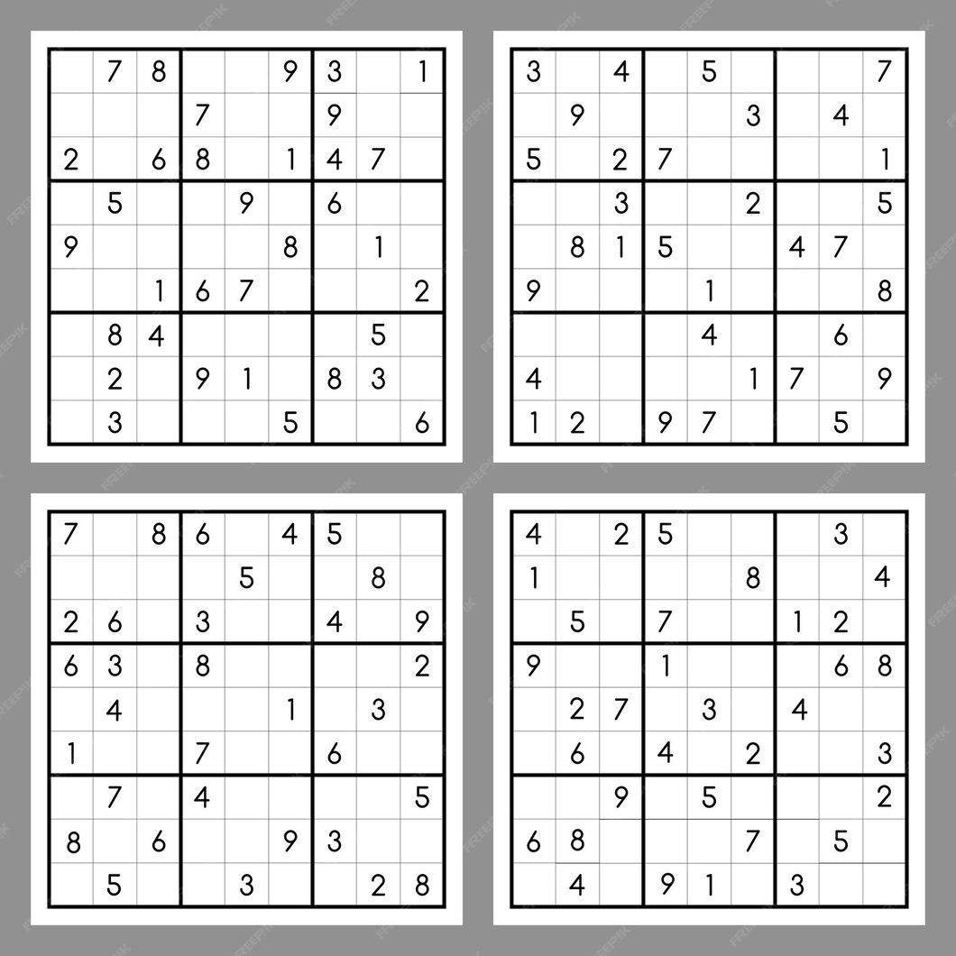 Premium Vector Vector set of four sudoku Puzzles with numbers
