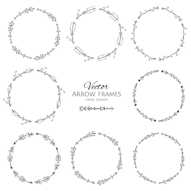 Vector set of frames with elegant curly arrows