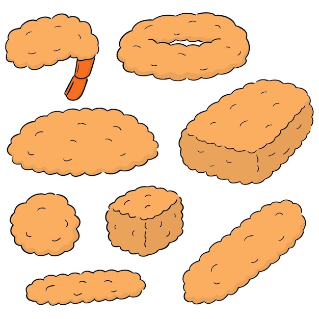 Vector vector set of fried food