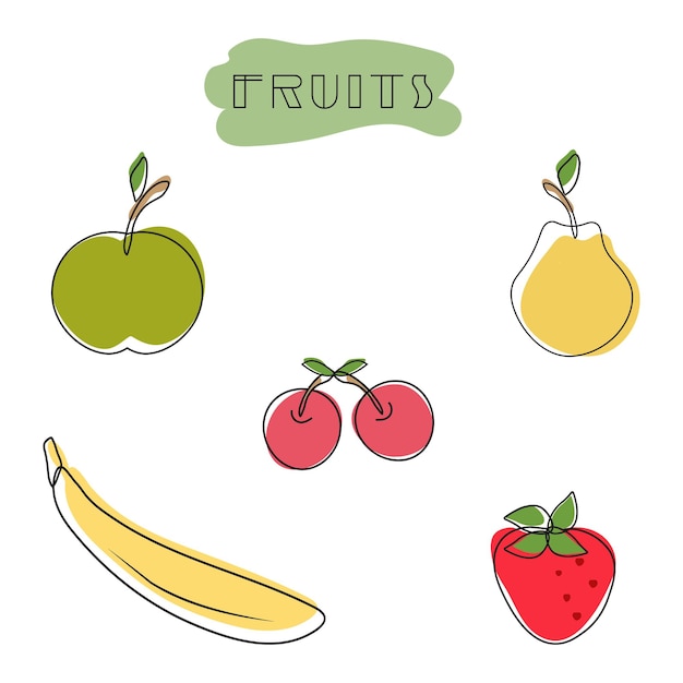 Векторный набор значков фруктов