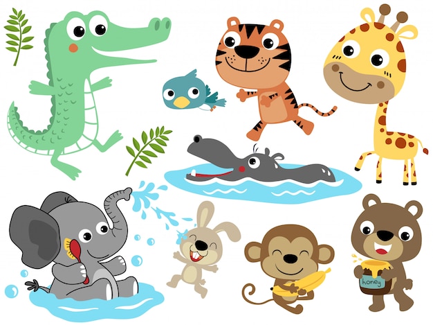 vector set of funny animals cartoon