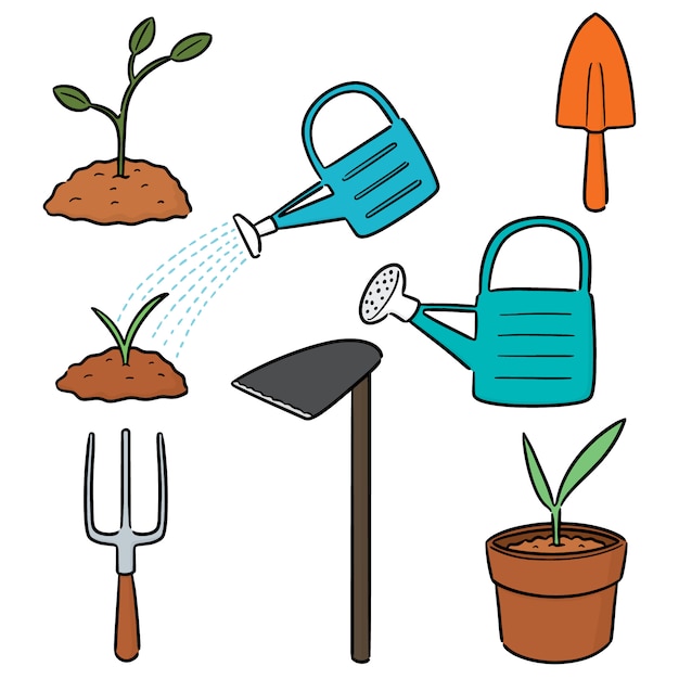 Vector set of gardening tool