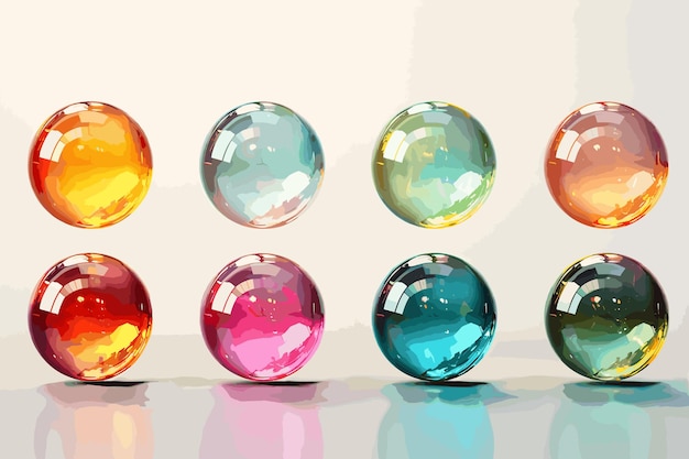 Vector vector set of glass balls balls on a background 3d image