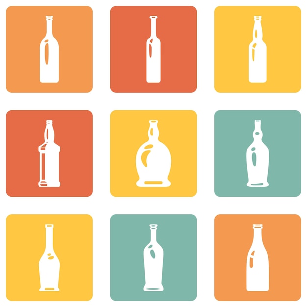 Vector Set of Glass Bottle Icons