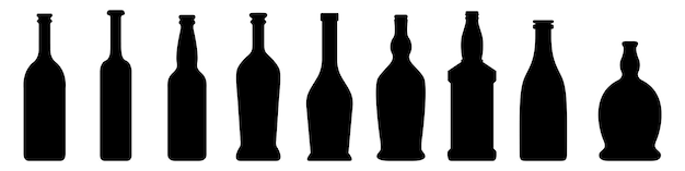 Vector set glazen fles silhouet