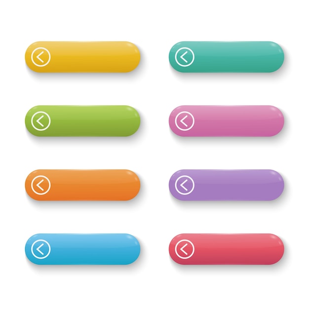 Vector set glossy long buttons colorful for web design