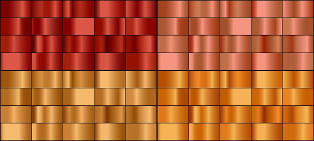 Insieme di vettore dei gradienti di metallo oro e bronzo.