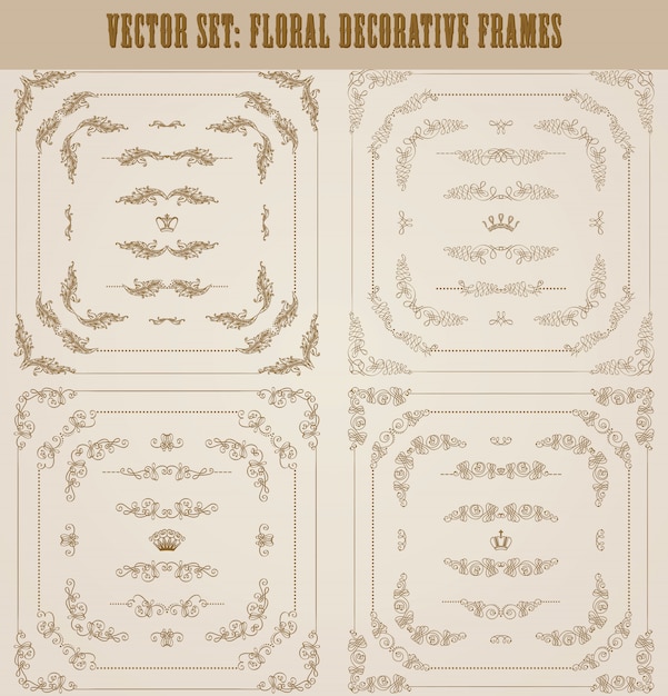 Vector set of gold decorative borders