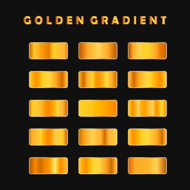 ゴールドグラデーションのベクトルセットゴールデンスクエアコレクション