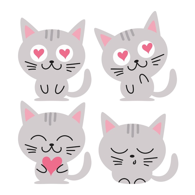 vector set of gray cats