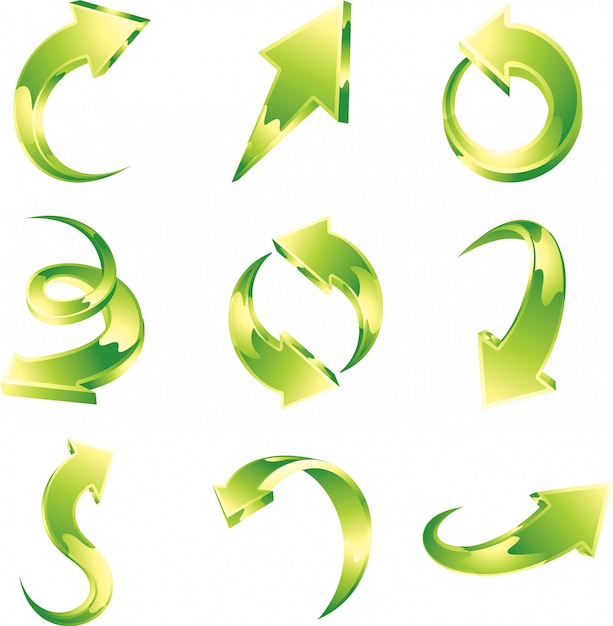 Vector set of green arrows