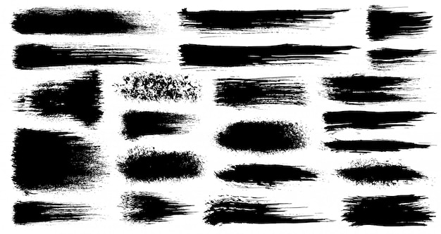Vector set of grunge artistic brush strokes, brushes. creative design elements. grunge watercolor wide brush strokes. black collection isolated on white background