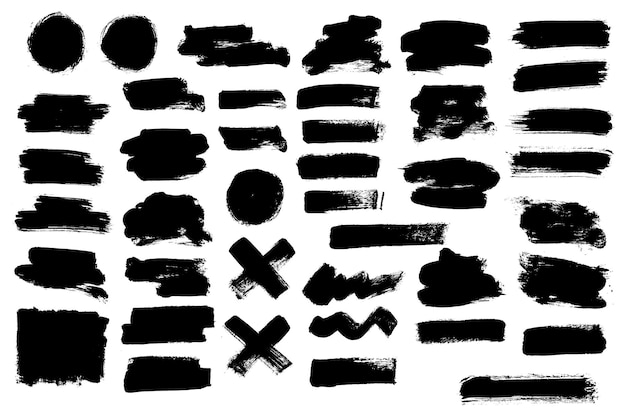 Vector set grunge brush stroke text boxes Brush stroke design element