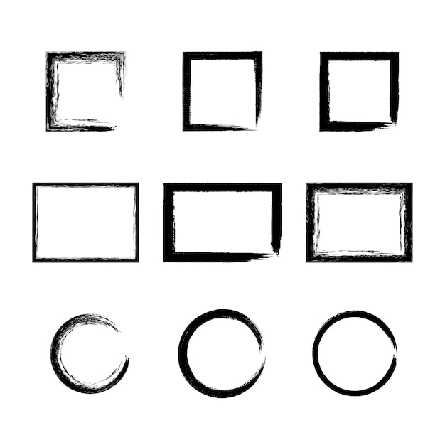 Vector set of grunge brush strokes frames. black vector brush strokes collection. black paint spots vector set