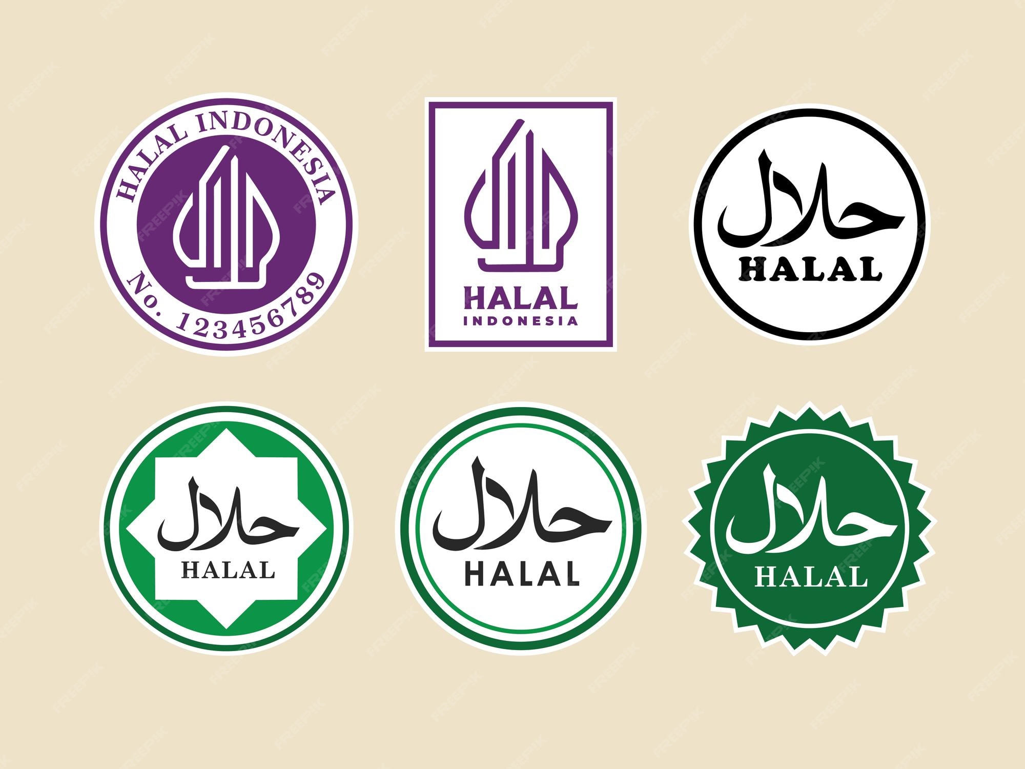 Premium Vector | Vector set of halal food labels Halal logo Indonesia