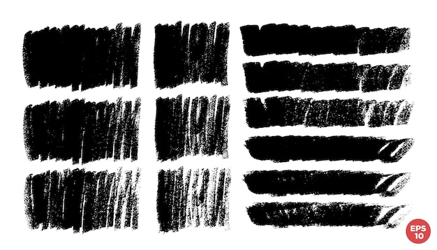 Vector set of hand drawn brush strokes stains for backdrops monochrome design elements set one color monochrome artistic hand drawn backgrounds